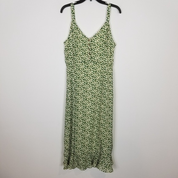 Lulu's Women Darling Daisies Green Floral Print Midi Dress Sz XL Summer Party - Picture 2 of 11